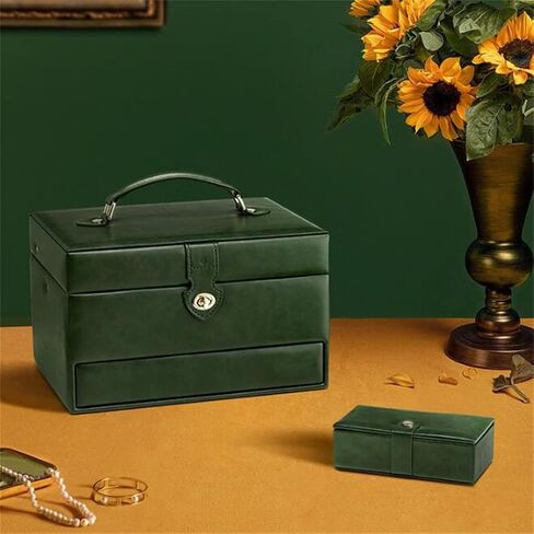 Large Capacity Jewelry Box Delicate Jewelry Storage Box With Lock Can Be Portable (D 26 * 18.5 * 16.5 cm) in Saudi Arabia