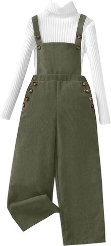Girls Overalls Kids Casual Sleeveless Jumpsuits Harem Pants Rompers with Pockets 7-14 Years in Kuwait