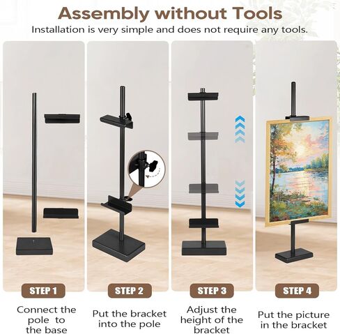 1pcs Adjustable Tabletop Easel Stand for Picture Frames, Picture Easels for Display, Gold Easel, Picture Frame Stand, Adjustable Art Easel.(18inch,Black) in Saudi Arabia