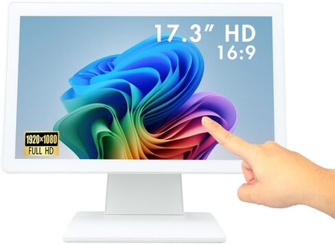 Angel POS Commercial Grade 17.3 Inch 1920 × 1080 FHD Touchscreen POS Monitor ، 10 نقاط تلمس HDMI VGA ، شاشة مقاومة للتربة المضادة للماء ، السندات ، المكتب ، البيع بالتجزئة ، الصالة الرياضية ، المستودع in Kuwait