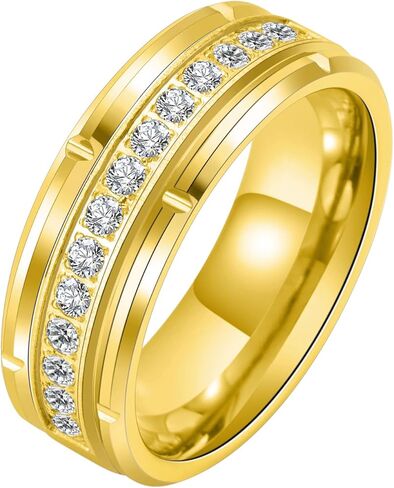 Mens Wedding Band Tungsten Tungsten Carbide Rings for Men with Polished Step Edges Cubic Zirconia Comfort Fit Size 8-14 in Saudi Arabia