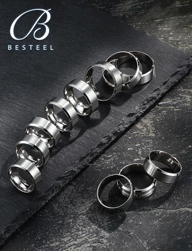 Besteel 3 قطع خواتم من الفولاذ المقاوم للصدأ للرجال والنساء 8 مم للرجال مجموعة خاتم زفاف بسيط ورائع ومصقول عالي الجودة ومجوهرات الخطوبة مريحة تناسب 6-14 هدايا عيد الميلاد in Kuwait