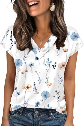 Zeagoo Women Silk Satin Tops Cap Short Sleeve Blouse V Neck Shirts Business Casual Outfits S-2XL in Saudi Arabia