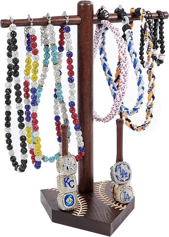 Wooden Baseball Ring Holder, Softball Ring Holder Display for Drip Necklace, Championship and Sports Accessories, Softball Gifts, 12.6 X 3.9 X 2.9 inch in Saudi Arabia