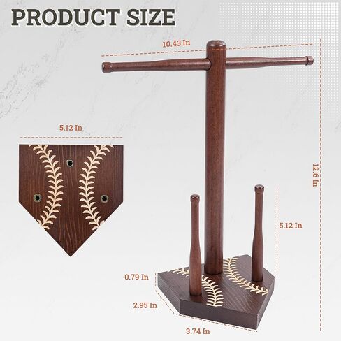 Wooden Baseball Ring Holder, Softball Ring Holder Display for Drip Necklace, Championship and Sports Accessories, Softball Gifts, 12.6 X 3.9 X 2.9 inch in Saudi Arabia