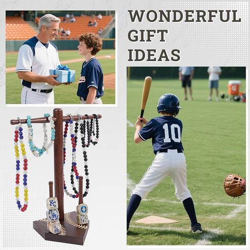 Wooden Baseball Ring Holder, Softball Ring Holder Display for Drip Necklace, Championship and Sports Accessories, Softball Gifts, 12.6 X 3.9 X 2.9 inch in Saudi Arabia