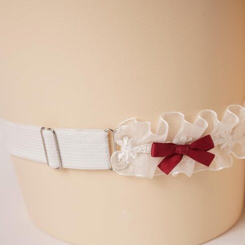 Garter for Bride, White Lace with Red Bows for Wedding Bridal Accessories, Adjustable Elastic Garters for Women, 2PCS in Saudi Arabia