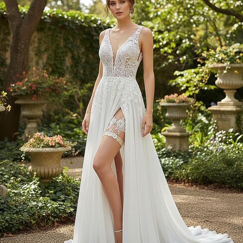 مجموعة رباط الساق من الدانتيل، قطعتان من أربطة الزفاف للعروس، رباط أرجل مرن من التول للنساء لحفلات التخرج in Kuwait