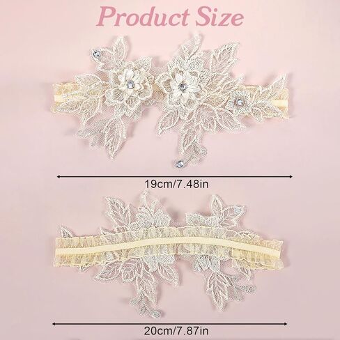 مجموعة رباط الساق من الدانتيل، قطعتان من أربطة الزفاف للعروس، رباط أرجل مرن من التول للنساء لحفلات التخرج in Kuwait