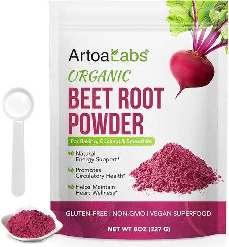 مسحوق جذر الشمندر للرجال والنساء، مزيج مشروب مسحوق مكملات الشمندر للعصائر والخبز والعصير - دعم الطاقة الطبيعية، نباتي، خالي من الغلوتين، غير معدل وراثيًا (1) in Kuwait
