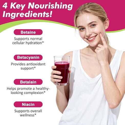 مسحوق جذر الشمندر للرجال والنساء، مزيج مشروب مسحوق مكملات الشمندر للعصائر والخبز والعصير - دعم الطاقة الطبيعية، نباتي، خالي من الغلوتين، غير معدل وراثيًا (1) in Kuwait