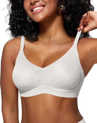 HORISUN Lace Jelly Bras for Women No Underwire Seamless Wireless V Neck Push Up No Wire Full Coverage Bralettes in Saudi Arabia