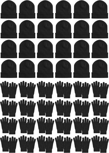 مجموعة من 50 قبعات وقفازات شتوية للرجال والنساء، 24 مجموعة من لوازم المشردين للأعمال الخيرية في الطقس البارد in Kuwait