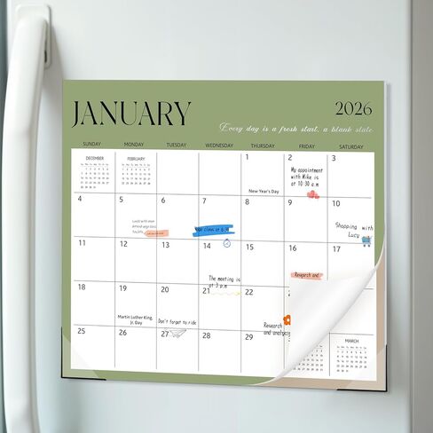 2025-2026 Magnetic Fridge Calendar, 18 Month 11.4''×13'' Fridge Calendar Runs from January 2025 to June 2026 Magnetic Calendar for Refrigerator for Personal Planning and Organizing in Kuwait