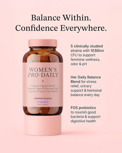 Vitamin Bounty Women's Pro-Daily Vaginal Probiotics - 10 Billion CFU, 5 Strains with Cranberry for Female Vaginal Health - Probiotics for Women pH Balance - Digestive & Urinary Support - 60 Capsules in Saudi Arabia