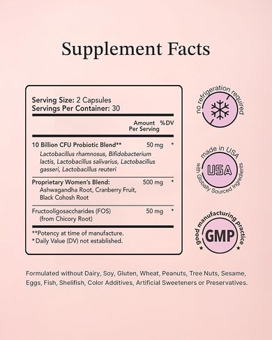 Vitamin Bounty Women's Pro-Daily Vaginal Probiotics - 10 Billion CFU, 5 Strains with Cranberry for Female Vaginal Health - Probiotics for Women pH Balance - Digestive & Urinary Support - 60 Capsules in Saudi Arabia