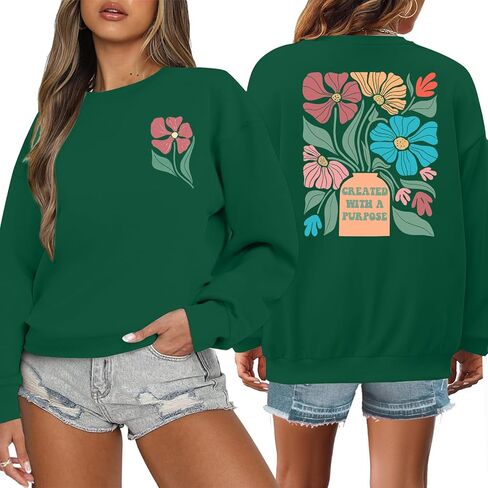 LOTUCY Christian Floral Sweatshirt Women: Bible Verse Shirts Jesus Religious Inspirational Long Sleeve Pullover Tops in Kuwait