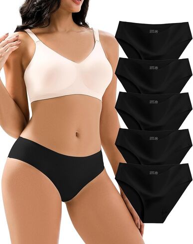 Jaywan Women's Seamless Bikini Cheeky Panties 5 Pack No Show Underwear, Breathable Stretchy Fabric Multi-Color for Everyday in Saudi Arabia