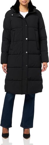 Nautica womens Long Stretch Puffer Jacket – Heavyweight Winter Coat, Hood & Side Opening in Saudi Arabia