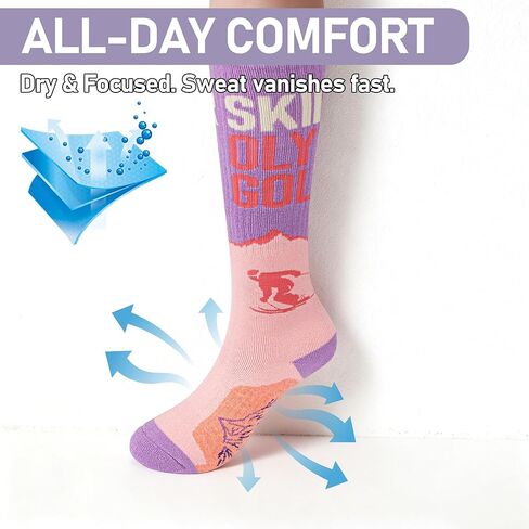 Merino Wool Ski Socks Thermal Knee High Warm Winter Socks Stylish Funny for Skiing Snowboarding Unisex in Kuwait