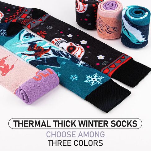 Merino Wool Ski Socks Thermal Knee High Warm Winter Socks Stylish Funny for Skiing Snowboarding Unisex in Kuwait