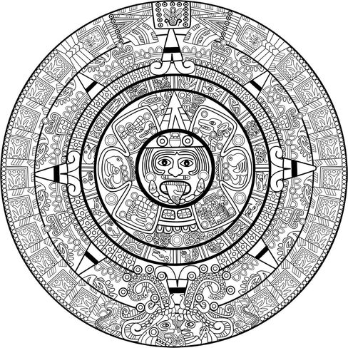 Cool Black and White Ancient Aztec Mayan Stone Icon Cartoon Round Metal 0.75" Lapel Pin Hat Shirt Pin Tie Tack Pinback in Saudi Arabia