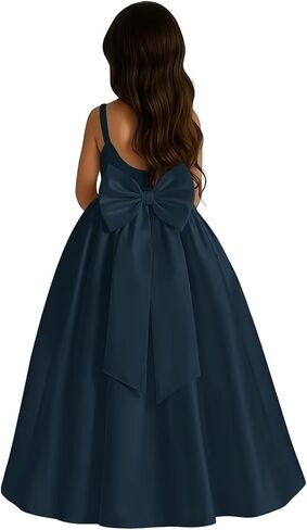 Satin Flower Girl Dress with Big Bow Elegant Sleeveless A-Line Ball Gowns Formal Communion Wedding Party Dresses in Saudi Arabia