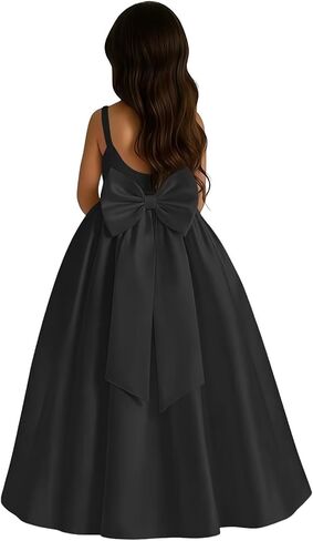 Satin Flower Girl Dress with Big Bow Elegant Sleeveless A-Line Ball Gowns Formal Communion Wedding Party Dresses in Saudi Arabia