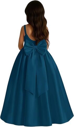 Satin Flower Girl Dress with Big Bow Elegant Sleeveless A-Line Ball Gowns Formal Communion Wedding Party Dresses in Saudi Arabia