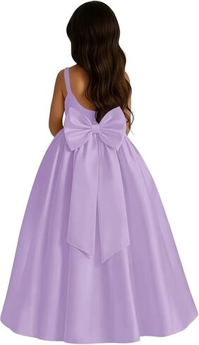 Satin Flower Girl Dress with Big Bow Elegant Sleeveless A-Line Ball Gowns Formal Communion Wedding Party Dresses in Saudi Arabia