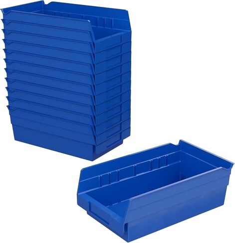 Akro-Mils 30130 Plastic Shelf Bins, Heavy Duty Storage Bins to Use for Garage Organization Bins, Closet Organizer, and Drawer Organizer, 12-Inch x 6-1/2-Inch x 4-Inch, Red, 12-Pack in Kuwait