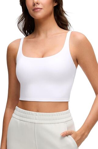 قمصان CRZ YOGA Butterluxe الناعمة ذات البطانة المزدوجة للنساء - قمصان يوغا كاجوال للخروج برقبة مربعة بدون أكمام in Kuwait