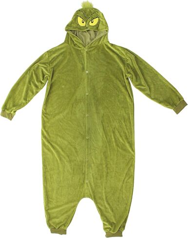elope The Grinch Jumpsuit | Grinch Fur-Lined Polyester Jumpsuit, Grinch Onesie The Grinch Kigurumi Onesie for Adults in Saudi Arabia