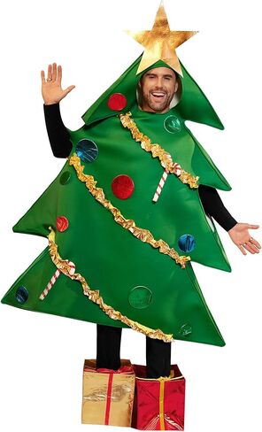 Arvilhill Christmas Tree Costume with Gift Box Shoes Mens Holiday Party Cosplay Outfit Set (M/XL) in Saudi Arabia