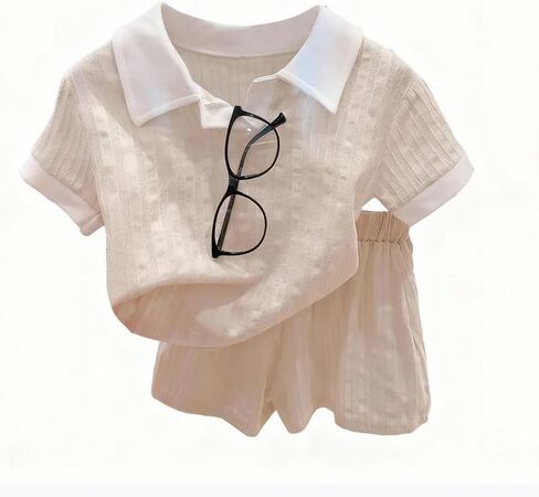 Toddler Baby Girl Summer Clothes Short Sleeve Lapel Collar T Shirt Tops + Shorts Cute 2 Piece Outfits Set in Saudi Arabia