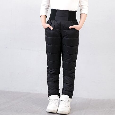 Weixinbuy Unisex Boys Girls Snowpants Solid High Waist Thick Winter Warm Jogger Pant Elastic Waistband Snow Pants in Saudi Arabia