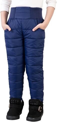 Weixinbuy Unisex Boys Girls Snowpants Solid High Waist Thick Winter Warm Jogger Pant Elastic Waistband Snow Pants in Saudi Arabia