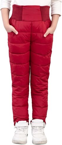 Weixinbuy Unisex Boys Girls Snowpants Solid High Waist Thick Winter Warm Jogger Pant Elastic Waistband Snow Pants in Saudi Arabia