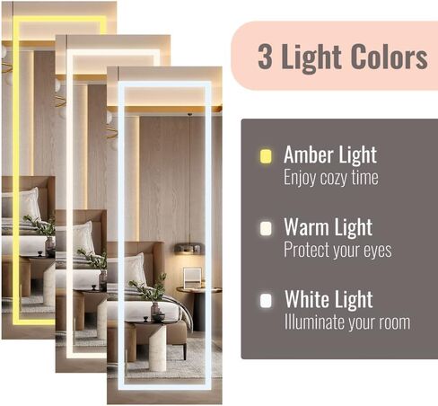 Karl home 3 Color LEDs Freestanding Jewelry Cabinet with Full-Screen Mirror, Lockable Jewelry Storage Box with Shelf, Large Jewelry Organizers & Storage for Earrings Rings Necklace Cosmetic in Saudi Arabia