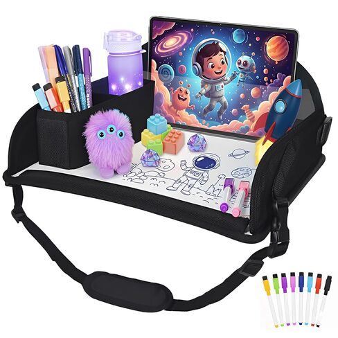 Upgraded Kids Travel Tray for Car Seat - Travel Tray for Car Airplane, Kids Car Seat Table Tray, Toddler Car Seat Lap Tray, Carseat Lap Desk for Kids Road Trip Activities, Pink Unicorn in Saudi Arabia