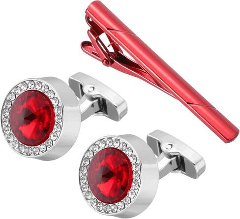 مجموعة أزرار أكمام كريستالية ومشبك ربطة عنق من باتيكل، أزرار أكمام رجالية مستديرة من أحجار الراين ومجموعة مشابك ربطة عنق مع صندوق للرجال in Kuwait