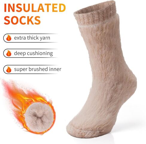 HUGSWEET Thermal Socks For Women Grip Heated Fuzzy Non Slip Slipper Fluffy Winter Warm Hospital Sleep Socks Gifts For Women in Saudi Arabia