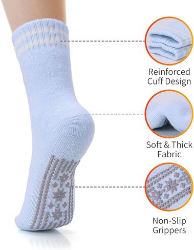 HUGSWEET Thermal Socks For Women Grip Heated Fuzzy Non Slip Slipper Fluffy Winter Warm Hospital Sleep Socks Gifts For Women in Saudi Arabia