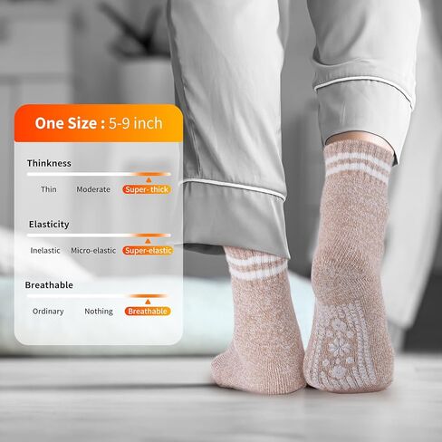 HUGSWEET Thermal Socks For Women Grip Heated Fuzzy Non Slip Slipper Fluffy Winter Warm Hospital Sleep Socks Gifts For Women in Saudi Arabia