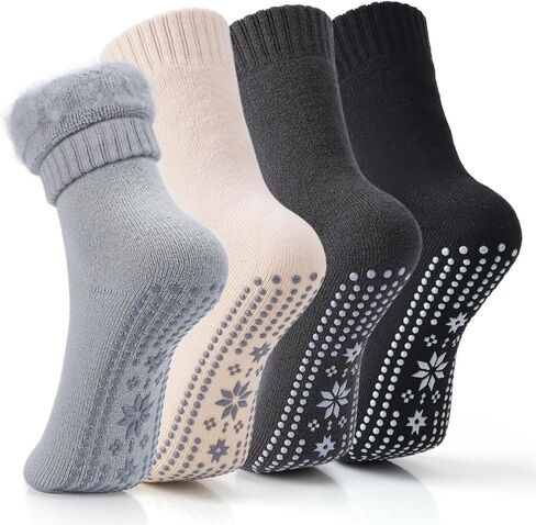 HUGSWEET Thermal Socks For Women Grip Heated Fuzzy Non Slip Slipper Fluffy Winter Warm Hospital Sleep Socks Gifts For Women in Saudi Arabia
