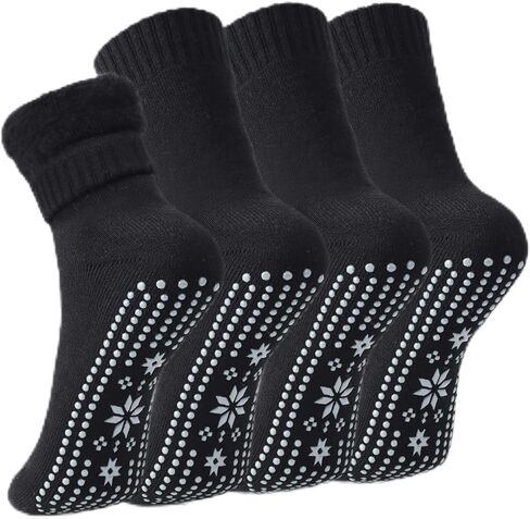 HUGSWEET Thermal Socks For Women Grip Heated Fuzzy Non Slip Slipper Fluffy Winter Warm Hospital Sleep Socks Gifts For Women in Saudi Arabia