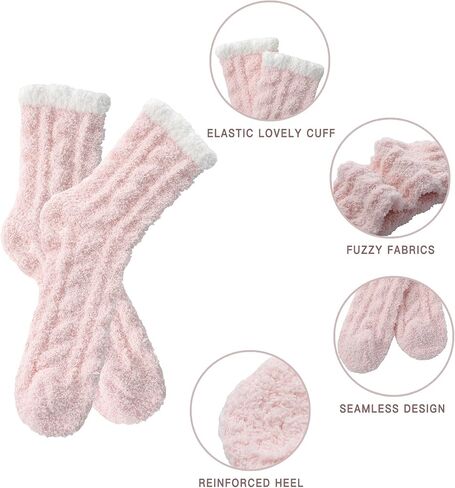 Clothirily Fuzzy Socks for Women, Fluffy Socks Womens, Soft Cozy Slipper Sock for Women, Womens Winter Warm Sleeping Sock in Saudi Arabia