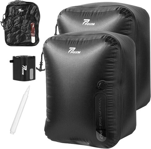 Vacuum Bags for Travel with Wireless Pump, 180° Open Zipper, IP67 Waterproof, Reusable Space Saver Compression Bags for Backpack, Suitcase, Home Storage(3 Pack + Pump) in Saudi Arabia