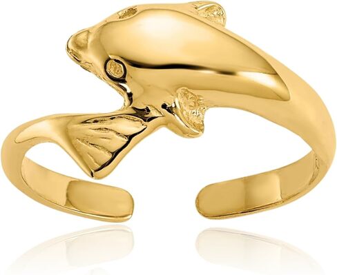 IceCarats 10K Solid Yellow Gold Dolphin Adjustable Toe Ring Open Midi Band Summer Beach Jewelry in Saudi Arabia