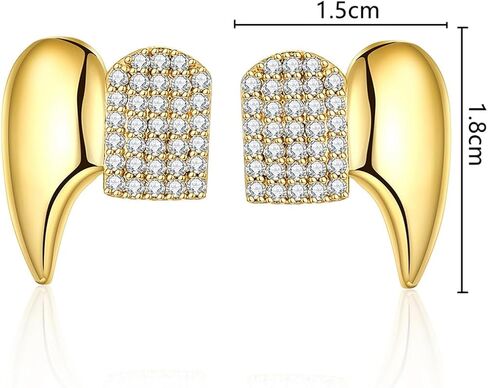 الهيب هوب مصاص دماء الأنياب 2 حزمة 18 كيلو مطلية بالذهب Grillz للرجال والنساء هالوين زي حزب مجوهرات الأسنان اكسسوارات in Kuwait